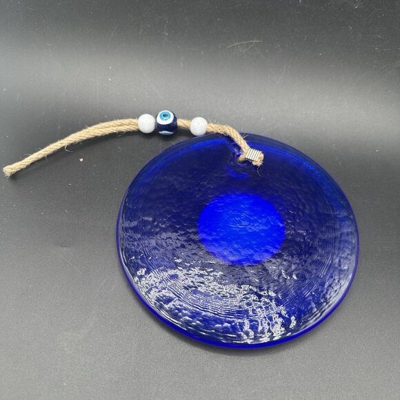 Large Blue Evil Eye Turkish Glass Wall Hanging Protection Amulet Nazar Decor 6" - Picture 5 of 9